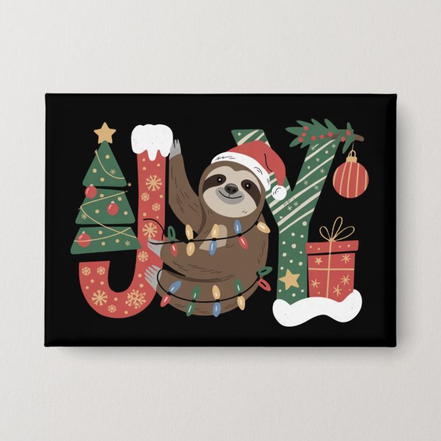Chapa Christmas Sloth Holiday Tree Gifts Joy Cute Funny (Anverso)