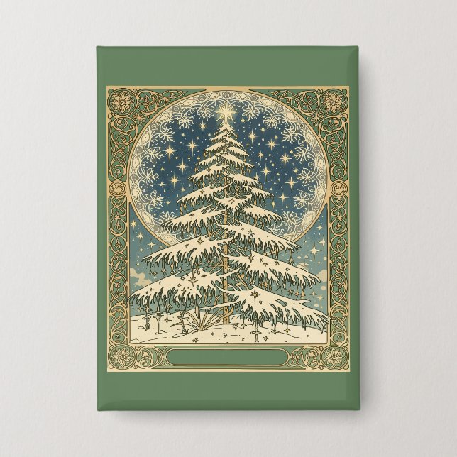 Chapa Christmas Yule Tree Snowflakes and Stars Art Nouve (Anverso)