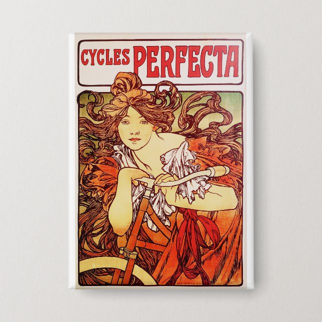 Chapa Ciclos Perfecta de Alphonse Mucha (Anverso)