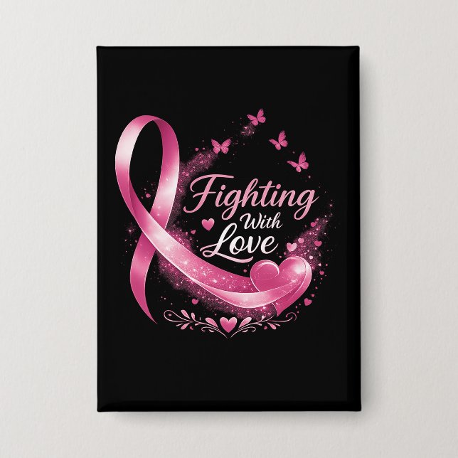 Chapa Cinta rosa de concienciación sobre el cáncer de ma (Anverso)