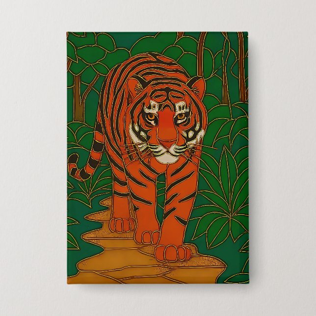Chapa Cloisonne Art Tiger on the Jungle Path (Anverso)