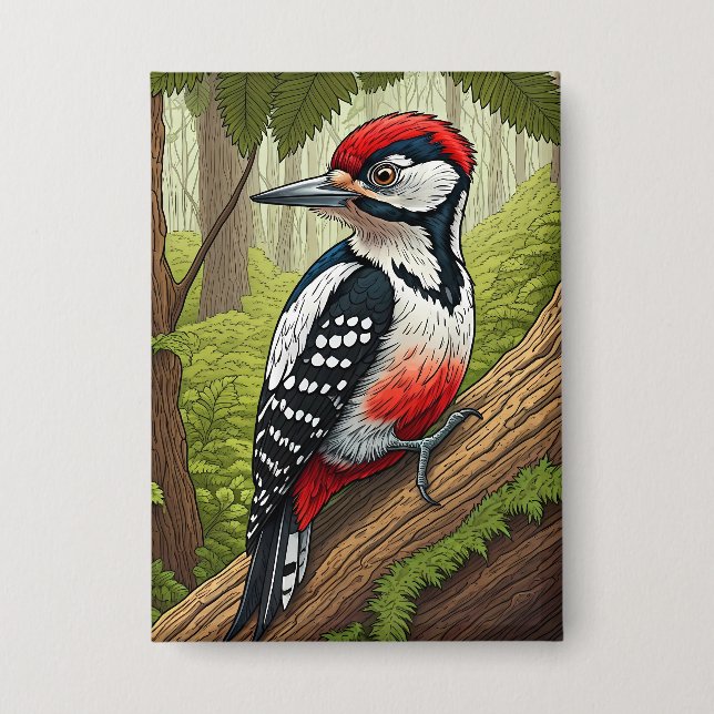 Chapa Colorful Woodpecker in Forest (Anverso)