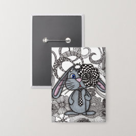 Chapa Conejo Bunny Zen Doodle Rectángulo Dibujado a Mano