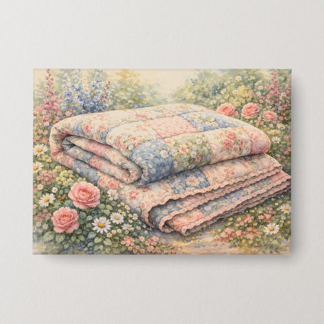 Chapa Cottagecore Floral Patchwork Quilt Watercolor (Anverso)