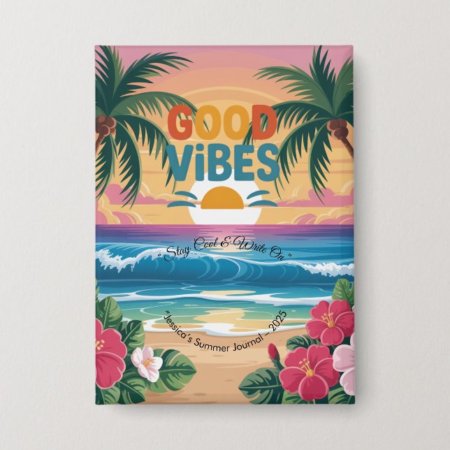Chapa Cuaderno tropical de ondas de verano (Anverso)