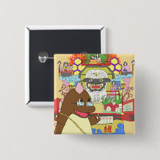 CHAPA CUADRADA 道の駅くじ やませ土風館オリジナルキャラクターどっふぅくん スクエア缶バッジ