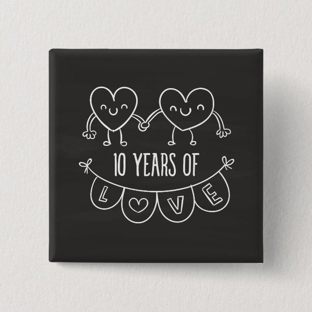 Chapa Cuadrada 10.º Aniversario Gift Chalk Hearts