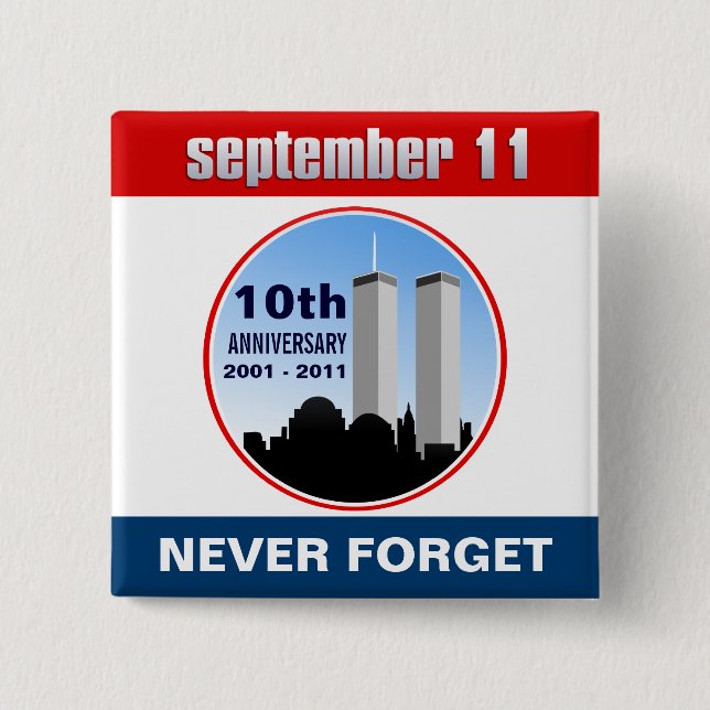 Chapa Cuadrada 11 de septiembre - 9/11 10mos pernos del (Anverso)