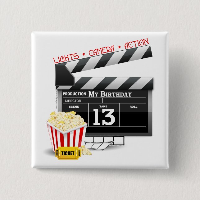 Chapa Cuadrada 13.º Fiesta de cine de cumpleaños (Anverso)