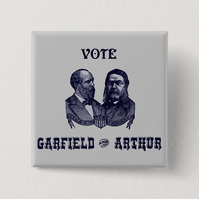 Chapa Cuadrada 1880 voto Garfield y Arturo, azules (Anverso)