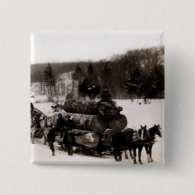 Chapa Cuadrada 1905 leñadores en el trabajo (Anverso)