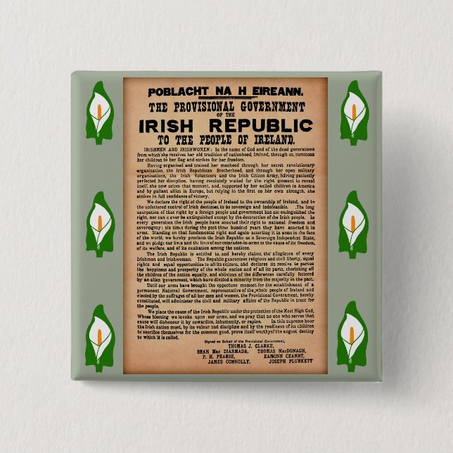 Chapa Cuadrada 1916 Proclamación de la insignia irlandesa (Anverso)