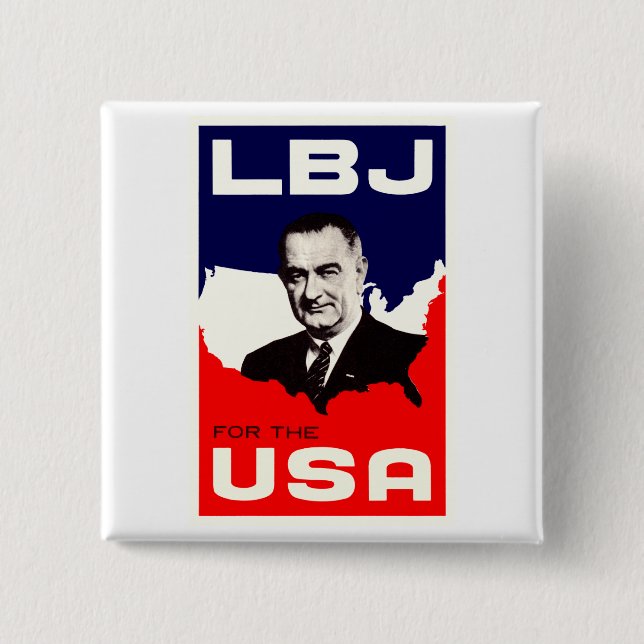 Chapa Cuadrada 1964 LBJ para los E.E.U.U. (Anverso)