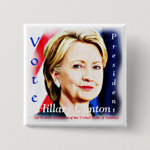 Chapa Cuadrada 1.ª Presidenta Hillary Clinton 2016_
