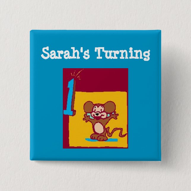 Chapa Cuadrada 1.ᵉʳ Ratón de Cumpleaños (Anverso)