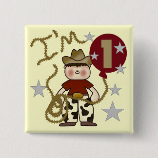 Chapa Cuadrada 1r Camisetas y regalos del cumpleaños del vaquero