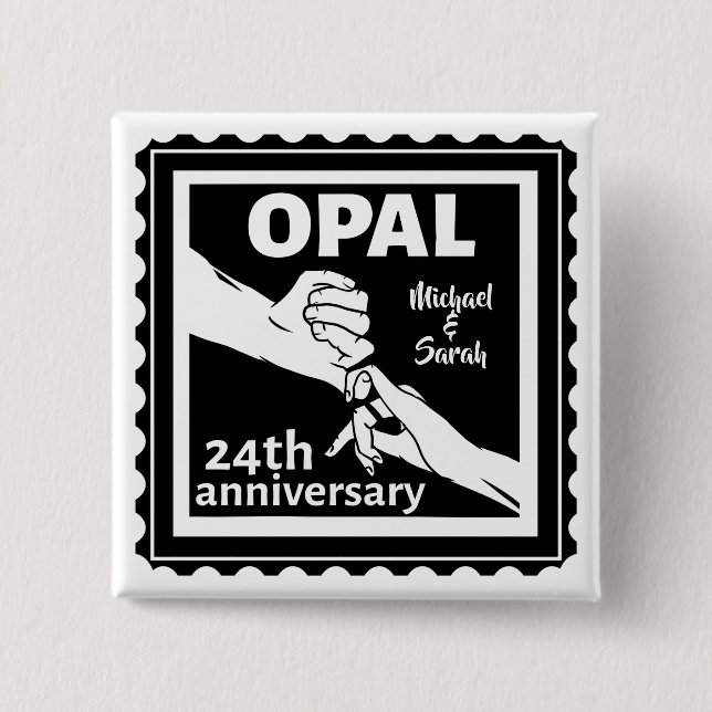 Chapa Cuadrada 24.º aniversario del boda, tradicional opal (Anverso)