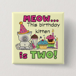 Chapa Cuadrada 2.º gatito de cumpleaños camisetas y regalos