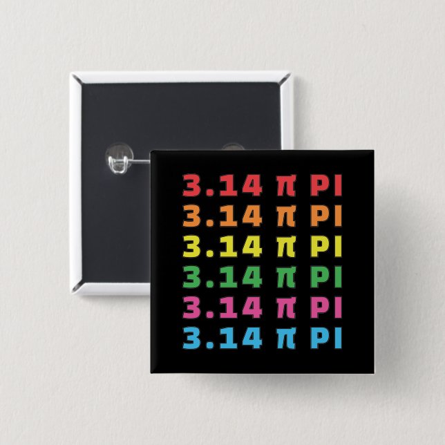 Chapa Cuadrada 3.14 Pi Day Texto Repetido (Anverso y reverso)