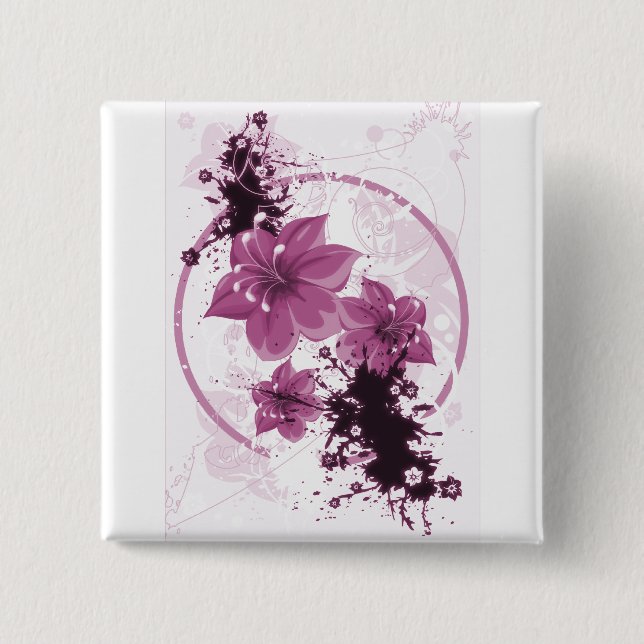 Chapa Cuadrada 3 flores bonitas - rosa (Anverso)