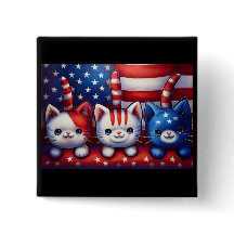 3 Gatitos Patrióticos Con Bandera Americana