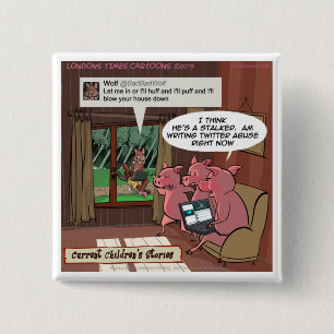 Chapa Cuadrada 3 pequeños cerdos salvos de medios sociales