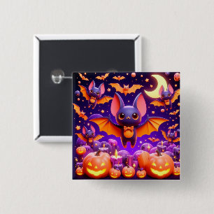 Chapa Cuadrada 3D bats pumpkins halloween