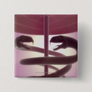 Chapa Cuadrada 3d rindió el caduceo médico