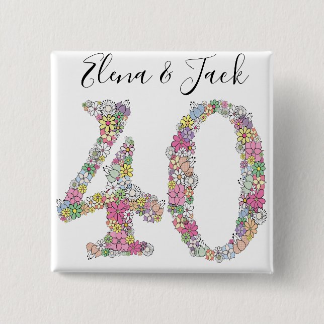 Chapa Cuadrada 40 Aniversario Número 40 Brooch (Anverso)