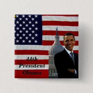 Chapa Cuadrada 44.º presidente Barack Obama_Button_by Elenne