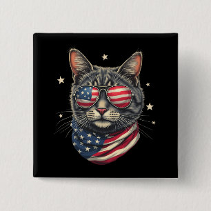 Chapa Cuadrada 4 de julio Meowica Bandera Cat