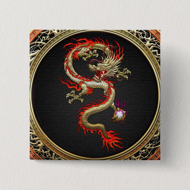 Chapa Cuadrada [500] Dragón chino de oro Fucanglong (Anverso)