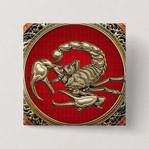 Chapa Cuadrada [500] Escorpión de oro sagrado sobre rojo