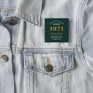 Chapa Cuadrada 50.º cumpleaños 1971 Oro Verde para su personali