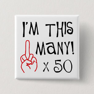 Chapa Cuadrada 50.o saludo del dedo medio del cumpleaños