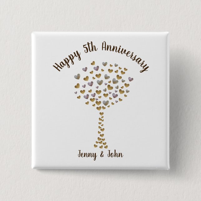 Chapa Cuadrada 5.º imán de regalo para el aniversario del boda de (Anverso)