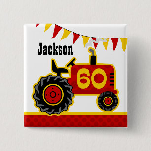 Chapa Cuadrada 60.o cumpleaños del tractor rojo