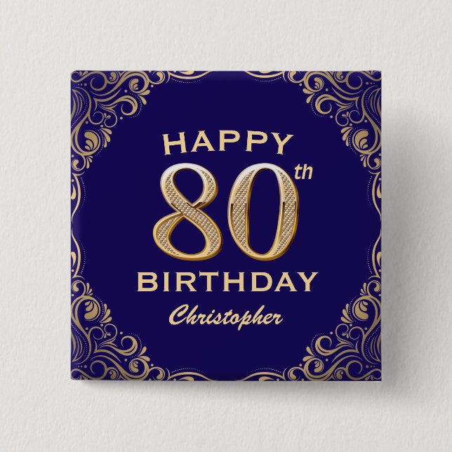 Chapa Cuadrada 80.º Purpurina azul y oro de la Marina del Partido (Anverso)