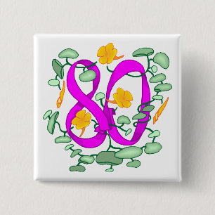 Chapa Cuadrada 80.os regalos de cumpleaños florales