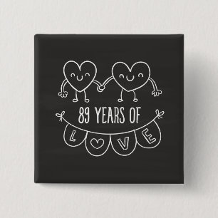 Chapa Cuadrada 89° Aniversario Regalo Chalk Hearts