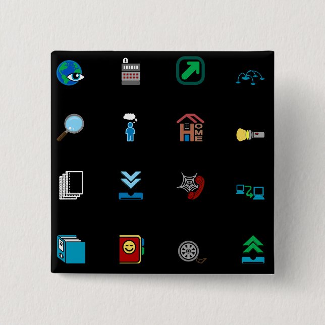 Chapa Cuadrada 90s Retro Tech and Web Icon Pattern (Anverso)