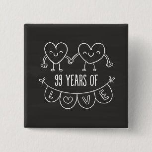Chapa Cuadrada 99° Aniversario Regalo Corazones de Chalk
