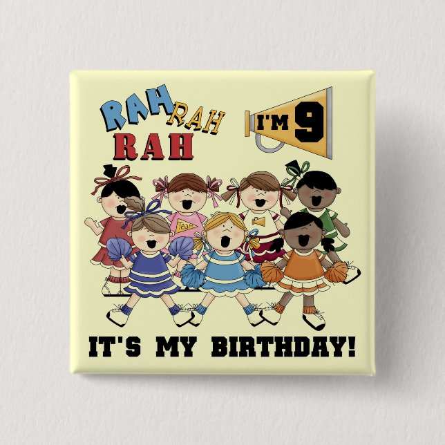 Chapa Cuadrada 9nas camisetas y regalos del cumpleaños de la (Anverso)