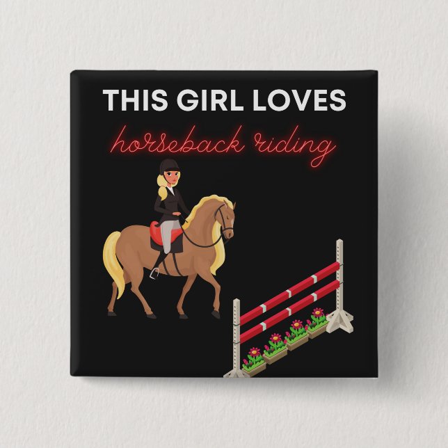 Chapa Cuadrada A este Chica le encanta montar a caballo (Anverso)