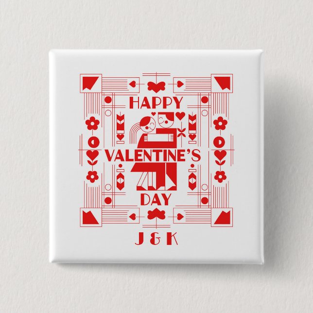 Chapa Cuadrada A modern Bauhaus personalized Valentine’s Day (Anverso)