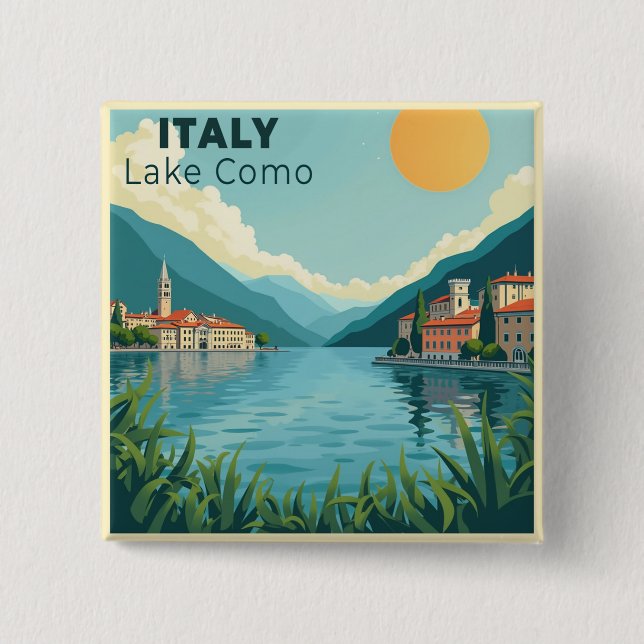 Chapa Cuadrada A Nostalgic Classic Travel Poster – Italy Lake Com (Anverso)