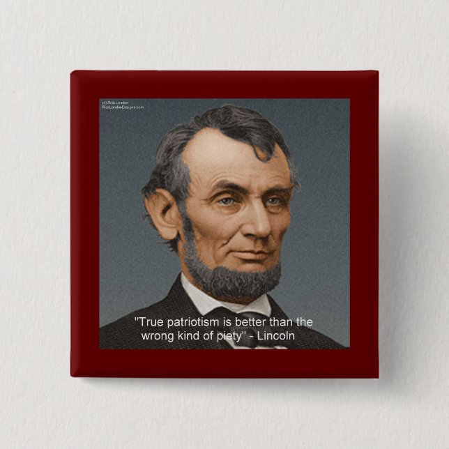 Chapa Cuadrada Abe Lincoln y famosa cita patriótica (Anverso)