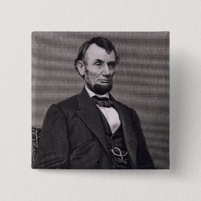 Chapa Cuadrada Abraham Lincoln, grabado de una fotografía cerca (Anverso)