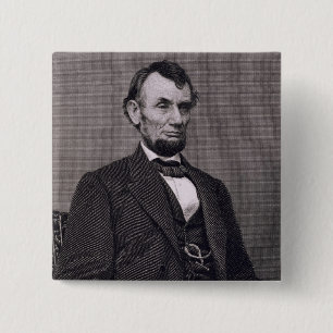 Chapa Cuadrada Abraham Lincoln, grabado de una fotografía cerca