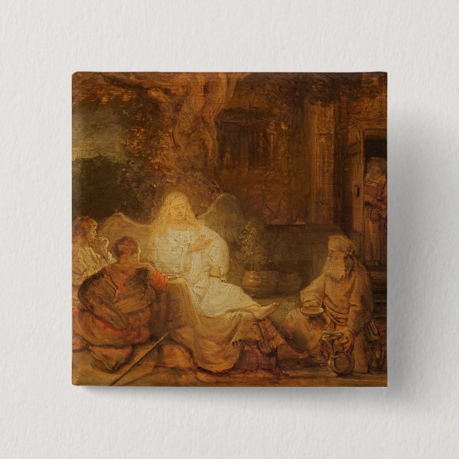 Chapa Cuadrada Abraham recibe los tres ángeles, 1646 (aceite en (Anverso)